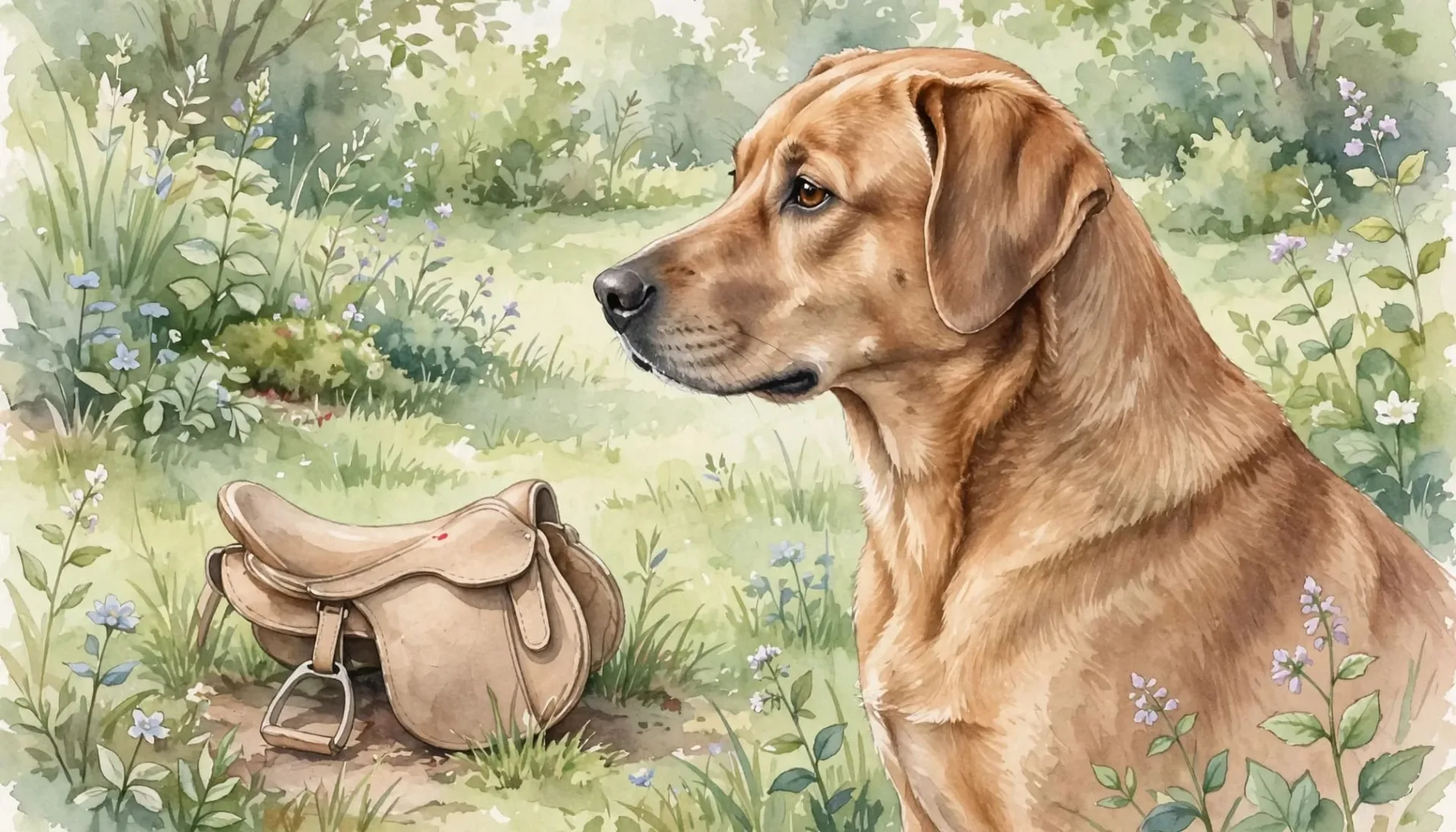 Illustration d'un chien dans un jardin, près de ses selles.